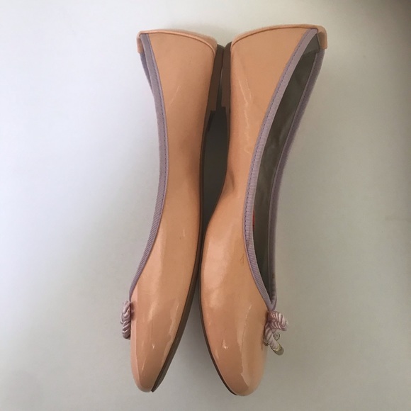SAM EDELMAN Ava Patent Leather Ballet Flats Shoes Bow Melba Peach Slides Vegan - Picture 4 of 8